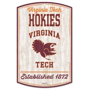 VIRGINIA TECH HOKIES ESTABLISHED 1872 VAULT WOOD SIGN 11"X17'' NEW WINCRAFT - Picture 1 of 1