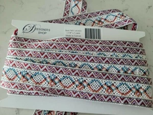 Jacquard gewebt geometrisch rot/marine/orange/weiß, LE1023, Breite: 1-5/8" (40mm) - 5 - Bild 1 von 3