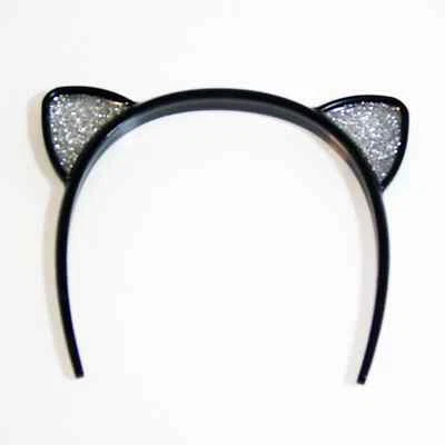 American Girl CAT EARS HEADBAND Black Silver Glitter Sparkle Doll Hair Accessory