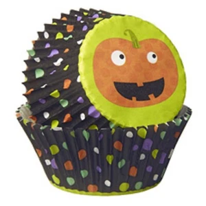 Wilton 225 Halloween Baking Cups Pumpkin Dots Cupcake Liners NEW - Picture 1 of 2