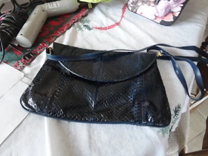 J Renee Novae navy blue snakeskin shoulder bag - Picture 1 of 2