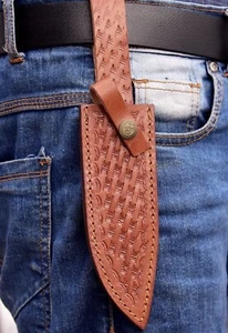 holster leather Engraved sheath carry scout fixed blade Knife Case - Picture 1 of 3