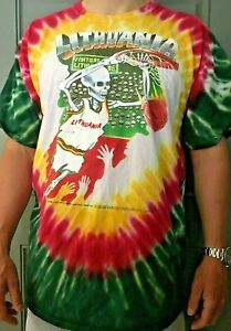 Litauen 1992 Olympische Basketballkrawatte gefärbt T-Shirt M L XL 2X 3X Grateful Dead