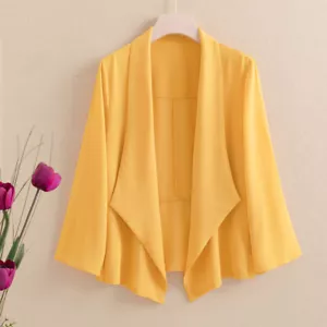 Women Mesh Chiffon Shawl Shrug Cardigan Blazer 3/4 Sleeve Jacket Coat Top - Picture 1 of 27