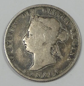 Moneda de 25c de plata Reina Victoria de Canadá 1874-H MUY BUENA - Imagen 1 de 4