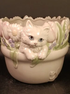 2001 Lenox "The Inquisitive Kitten Cachepot Flower Pot - Picture 1 of 9