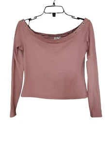 H&M Divided Shirt mit Jakobsmuschelausschnitt Damen Größe M verzierte Metallringe - Bild 1 von 7