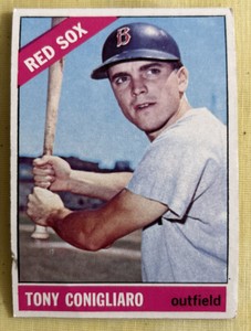 1966 Topps Tony Conigliaro Baseball Card #380 Red Sox Outfield Low-Grade Poor