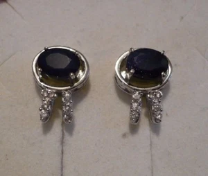 Blauer Saphir & Zirkon Ohrring mit Jacke 12 Edelsteine 2,20 tcw UVP 544 $ - Bild 1 von 6