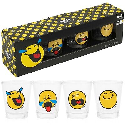 Set Of 4 8 12 50ml Smiley Face Shot Glasses Bar Tumbler Vodka Liquor Party Gift • 6.99£