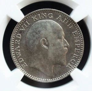 Britisch Indien Edward 1910-C HALBE Rupie NGC AU Details selten! - Bild 1 von 4
