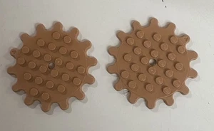 LEGO Parts - Lot of (2) Round Plate 6x6 Gear 14 Tooth 35446 - Medium Nougat - Picture 1 of 2