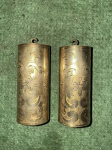 Pair Of Fancy Engraved Antique German Vienna Regulator Clock Weights - Picture 1 of 5