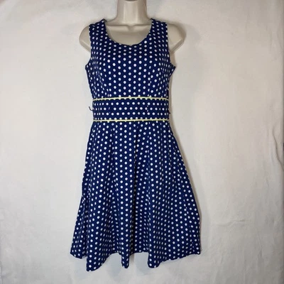 Vestido para mujer azul blanco a lunares FitFlare talla 6 retro años 50 Rockabilly pin up Foto 1 de 4