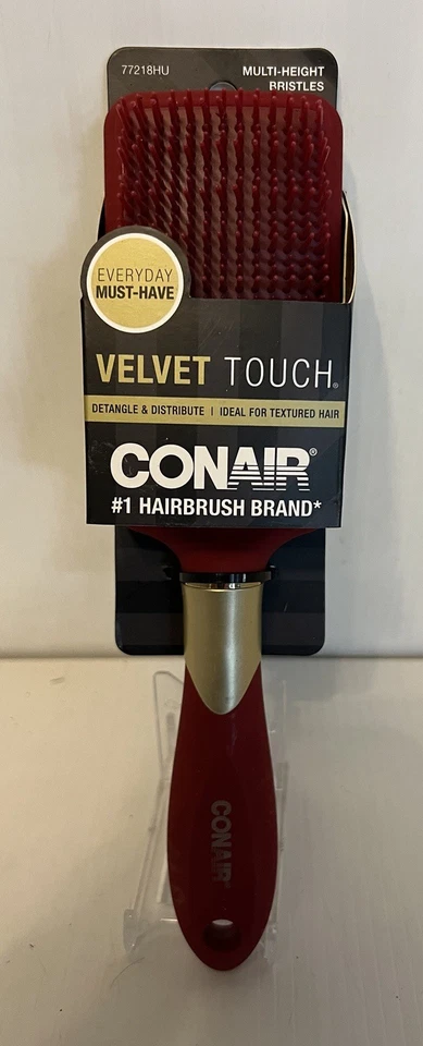 Conair Velvet Touch Vent Hair Brush Red  Handle New Detangler, And Distribute - Image 1 of 1