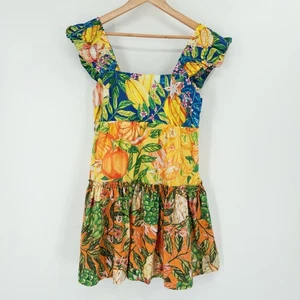Vestido Farm Rio Estampado de Frutas Tropicales Talla S Mini Niveles Colorido Resort Vacaciones - Imagen 1 de 10