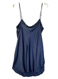 Ancienne robe chemise en soie Victoria's Secret femme grande marine sexy vêtements de nuit années 90 - Photo 1/15