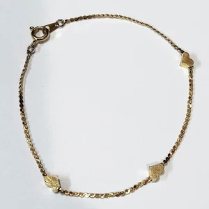 Gold Toned Dainty Heart Chain Bracelet - Picture 1 of 3