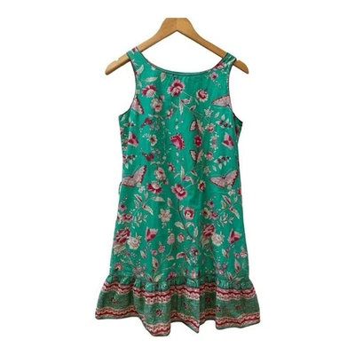 Vestido Chelsea & Violeta Verde Floral Mariposa Sin Mangas Volantes Dobladillo Foto 1 de 4