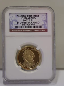 2007 S US President $1 NGC PF70 UC Adams 2nd President - Picture 1 of 2