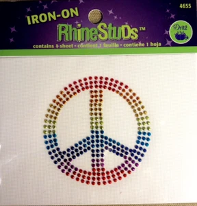 DRITZ Iron On RhineStuds - PEACE SYMBOL – 1 Sheet - Picture 1 of 2