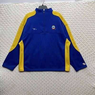 Suéter Michael Waltrip NAPA Patrocinador Hombre Pullover 1/4 Cremallera Talla XL Azul Amarillo Foto 1 de 4