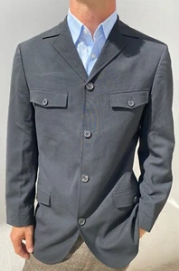Blazer HUGO BOSS Talla 38 UK NEGRO 4 botones mezcla lana ITALIA vintage £399.00 - Imagen 1 de 16