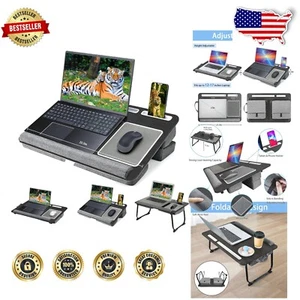 Lightweight Adjustable Laptop Desk - Features Cushioned Wrist Rest & Mouse Pad - Picture 1 of 8