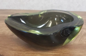 Blenko Olive Green Heavy Glass Ashtray #452 RARE - Picture 1 of 8