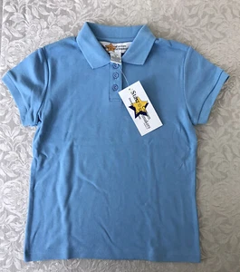Youth School Uniform Blue Polo Short Sleeve Shirt - M - NEW - Picture 1 of 4
