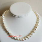 Stunning AAA+ 10mm Real natural south sea White baroque pearl necklace 14k 20" 