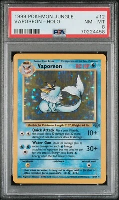 1999 Pokemon Jungle  Vaporeon Holo Rare #12/64 PSA 8 New Style Holder - Image 1 of 2