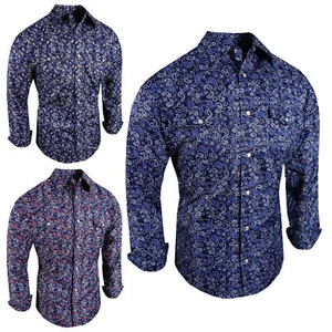 Paisley Western Shirt Mens Pockets Snap Up Country Rodeo Fashion Long Sleeve 2 - Picture 1 of 13