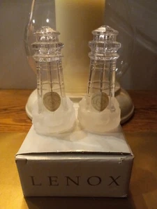 Lenox Crystal Lighthouse Salt And Pepper Set, New With Box Full Lead Crystal - Picture 1 of 7