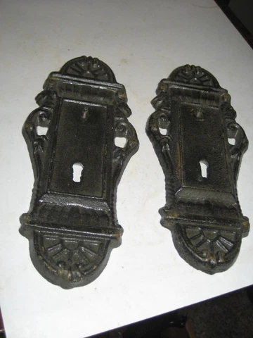 2 Large Cast Iron Metal Antique-Black Barn Gate Cabinet Handle Barn Door Pull Cover