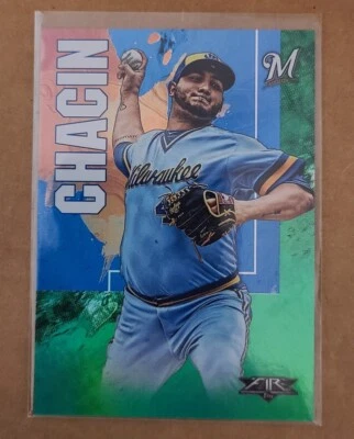 2019 Topps Fire Baseball #77 Jhoulys Chacin Green /199 Milwaukee Brewers - Image 1 of 2