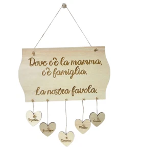 Targa da appendere personalizzata incisa dove c'è la mamma c'è famiglia - Foto 1 di 2