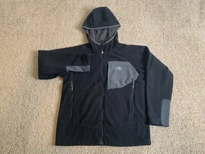 The North Face Boys Jacket Medium Black Chimborazo Hoodie Fleece Full Zip Pocket - Picture 1 of 12