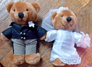 Dakin Bride Groom Brown Teddy Bear Plush Stuffed Animal Toy 7 in VTG 1985 EUC - Picture 1 of 2