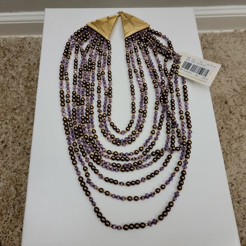 Collana NOS Givenchy viola con perline firmata nuova con etichetta