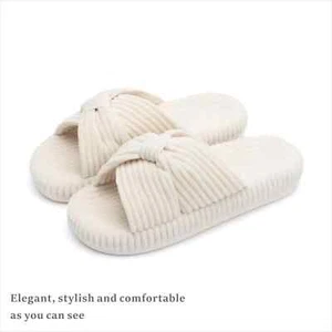 Größe 8,5 Damen Hausschuhe Ilanktozi Memory Foam Cord Schleife Kreuzbänder Pantoletten - Bild 1 von 6