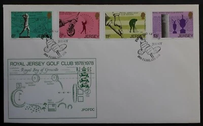 1978 Jersey Golf Club Anniversary FDC w Card ties 4 stamps cd Jersey  - Image 1 of 3