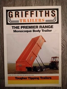 Folleto de remolque Griffiths Premier 65 70 80 100 120 gama carrocería monocasco c.1986 - Imagen 1 de 1
