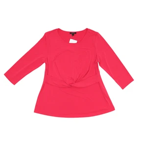 Alfani Women's Pink Long Sleeve Scoop Neck Faux Wrap Blouse Top Size XL - NWT - Picture 1 of 2