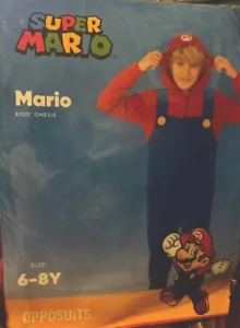 MARIO~Super Mario~One Piece Union Suit Halloween Costume Pajamas Youth SZ:6-8Y - Picture 1 of 5
