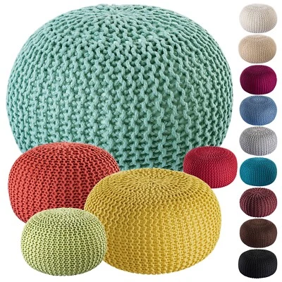 PREMIUM Sitzhocker Pouf  ø 45cm  Strickpouf Indoor u. Outdoor - pflegeleicht & n - Bild 1 von 4