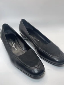 Salvador Ferragamo Black Leather Pumps Shoes Loafers Women Size US 12 - Picture 1 of 15