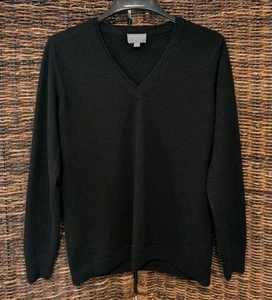 Pure Collection 100 % Kaschmir V-Ausschnitt Pullover Damen 8/10 lang schwarz minimalistisch - Bild 1 von 4