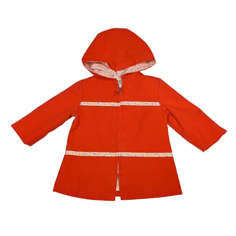 Vintage Toddler Girls SEARS Canvas Hooded Jacket size M 21-26# Floral Zip-up - Image 1 of 4