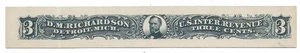 3c D.M. Richardson, Sc #RO156 Proof on India Card, Black #43 (64098) - Picture 1 of 1